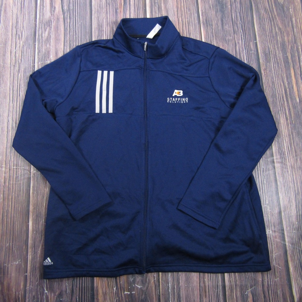 Adidas Jacket Mens 2XL Blue‎ Track Jacket Full Zip Pockets Stand-Up Collar